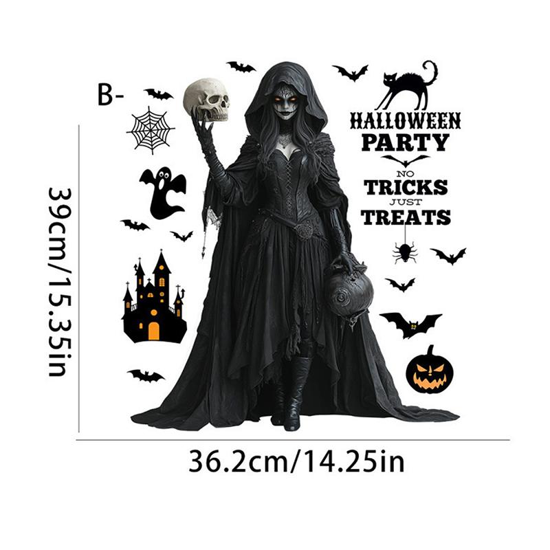 Dark Night Skull Man Horrorible Wall Sticker Halloween Living Room Bar Merchant Holiday Atmosphere Decoration Sticker Posters