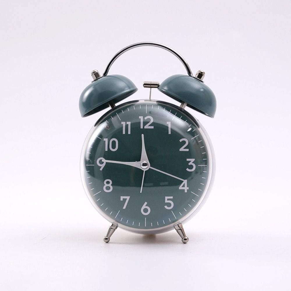 Loud Alarm Twin Bell Clock Soft Night Light Bedside Wake-up Clock Mechanical Clock  Dormitory