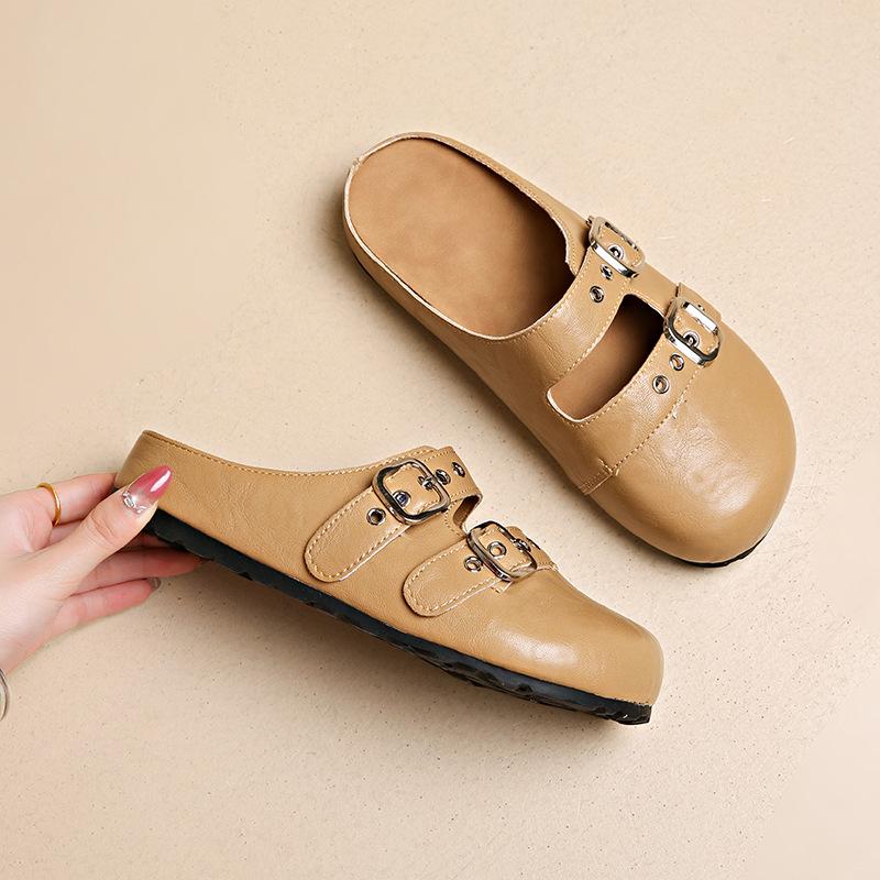 

Gu Yunshu Summer new casual ugly cute Mary Jane bag head half drag one pedal women s shoes 35