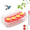 Window Hummingbird Feeder with Strong Suction Cup, Plastic Hummingbird Feeders for Outdoors, Built-in Moat,Easy To Clean and Refill (10oz) (1, Red)