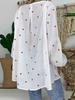 2025 Autumn V-neck Star Print Drawstring Comfortable Casual Loose Batwing Sleeve Pullover