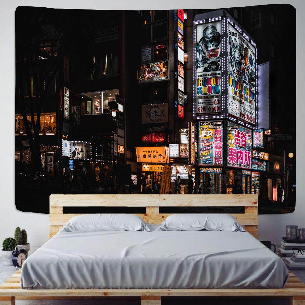 

Япония Токио город ночной вид гобелен общежитие покрывало матрас колдовство настенный богемный фон в стиле хиппи Настенный декор 100x75cm