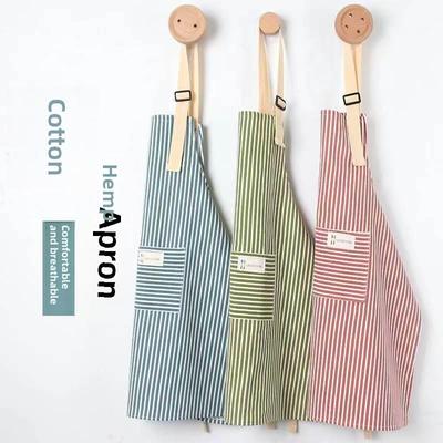 Breathable Cotton-Linen Striped Aprons: Fashionable & Functional for Home Kitchens & Restaurants