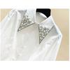 Luxury Embroidered Flares Diamonds Doll Collar Women Spring New Loose Lapel Collar Long Sleeved Solid Color Comfortable Shirt