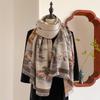 Chinese Style Landscape Painting Women Scarf Soft Warm Pashmina Shawl Winter Outdoor Coldproof Windproof Blanket Scarf
