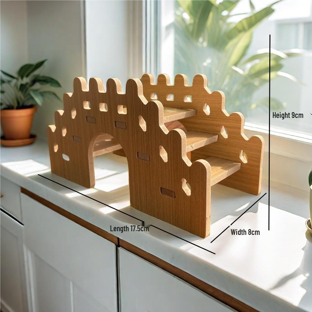 Golden Bear Hamsterversteck aus Holz – Dreireihige Tintenfischkäfig-Villa