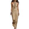 Women's Halter Neck Sundress Crisscross Sleeveless Bodycon Maxi Dress Summer Beach Travel Vacation Long Dress