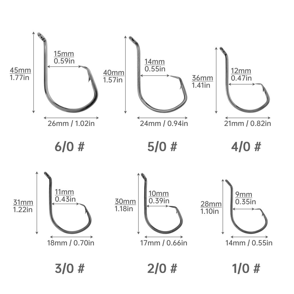 100pcs 1/0 2/0 3/0 4/0 5/0 6/0 Octopus Circle Saltwater Fishing Hooks Offset Catfish Hooks