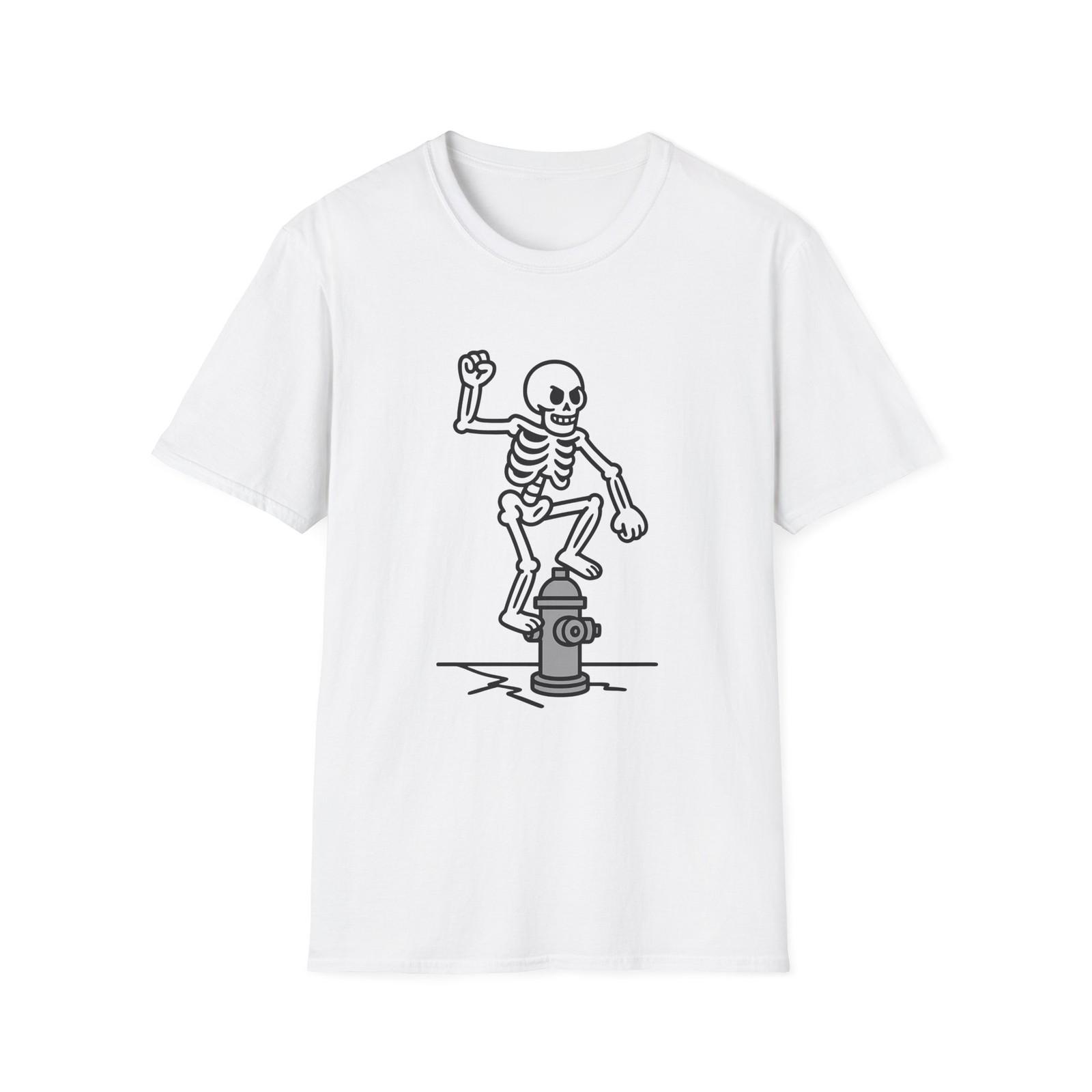 Unisex Softstyle T-Shirt Skeleton Balance Fire Hydrant Street Art Urban S