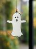Halloween Wooden Ghost Hanging Ornament, Cute Ghost with Beads Design, Window & Wall Decor Pendant for Home Bedroom Living Room