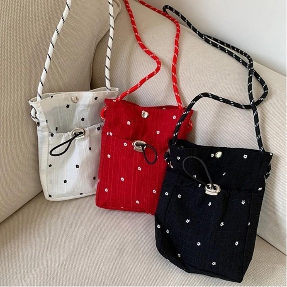 Fashion Lightweight Crossbody Bag Flower Printed Solid Color Message Bag Korean Version Shoulder Bag Women