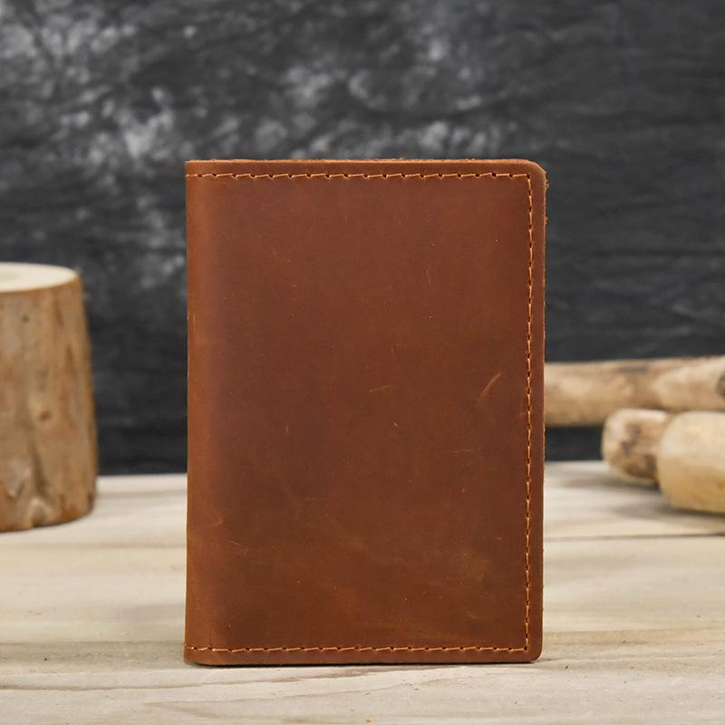 Men'S Leather Short Change Bag Crazy Horse Leather Vertical Wallet Retro Wallet Men'S Multi-Card Wallet Douyin