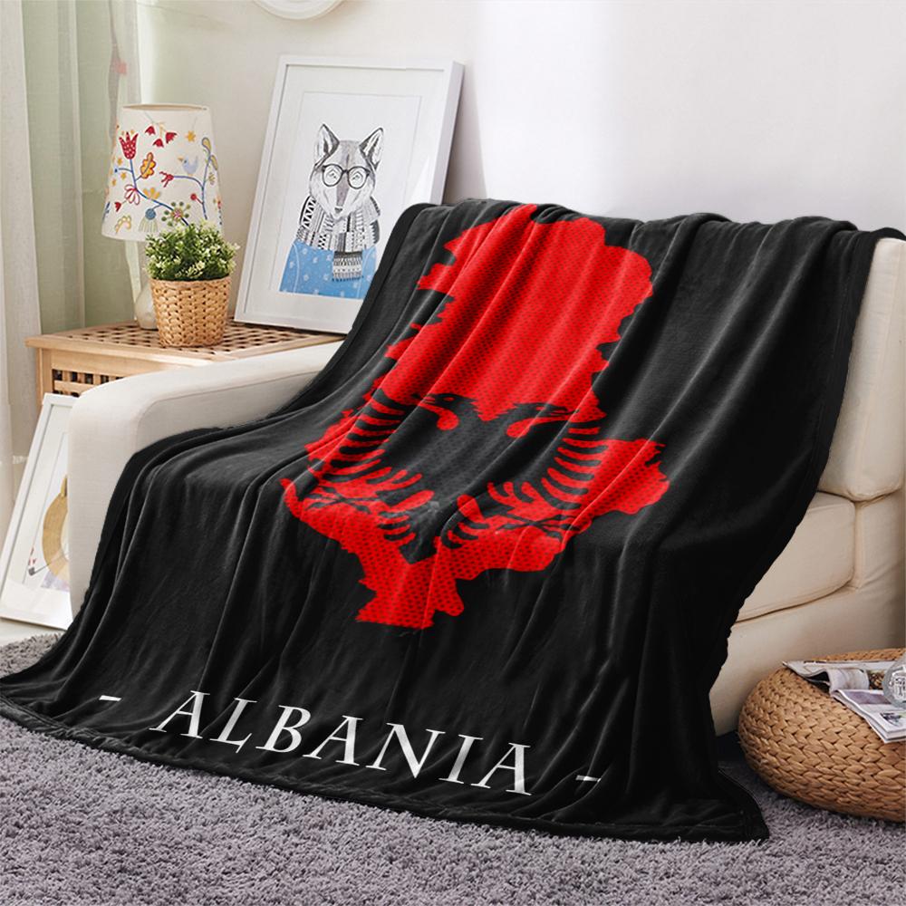 1pc Republic of Albania Print Flannel Blanket, High Quality Comfortable for All Seasons, Home Decor, Warmth and Comfort, Perfect for Christmas Gifts79