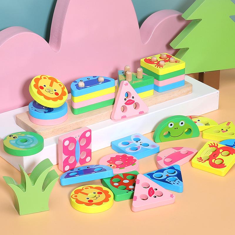 

Montessori Wooden Geometric Shape Matching Puzzle for Children - 4 Sets