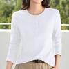 Navava Women Solid Rib BuTTon Round Neck Long Sleeve T shirT nT3194