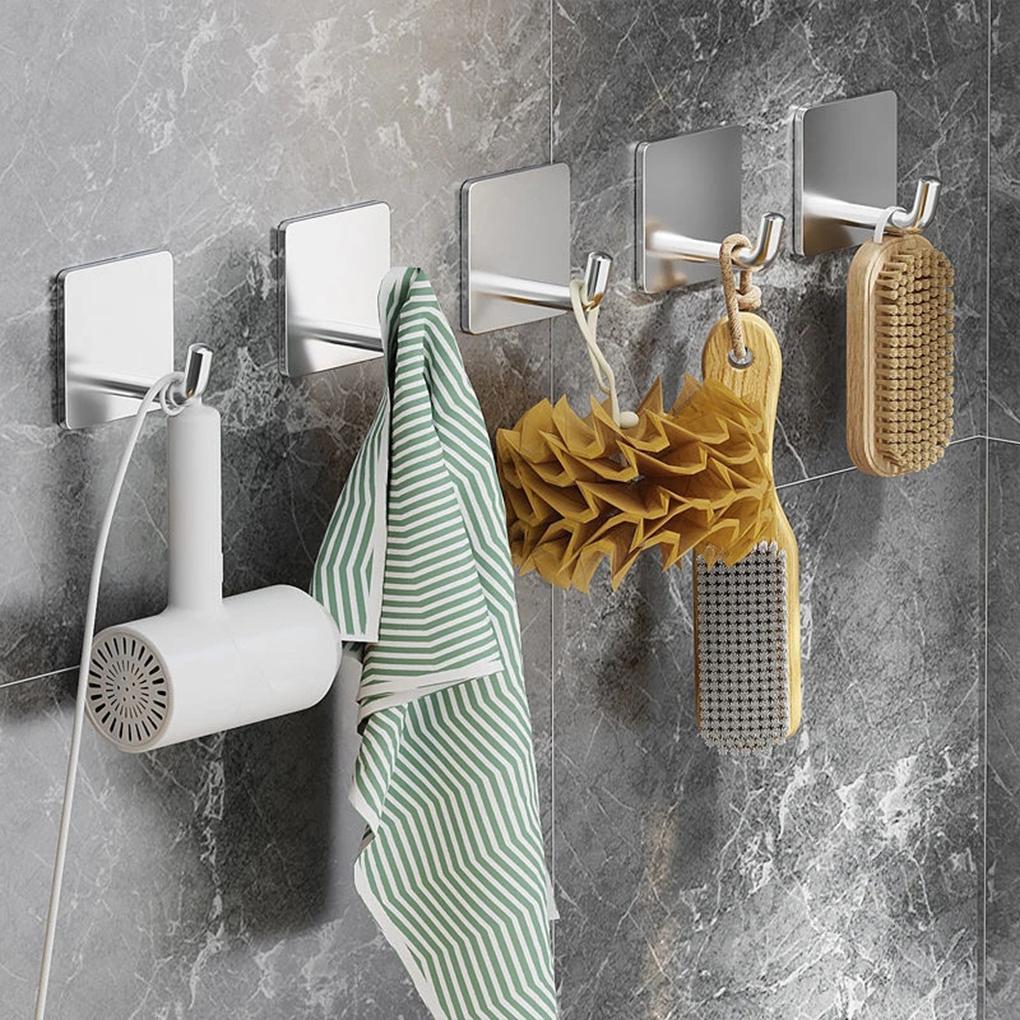 Wall Hook Hanger Adhesive Key Holder Towel Shelf Robe Storage Rack Multi-purpose Sticky Load-bearing for Home Kitchen
