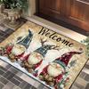 Christmas Gnome Door Mat Plaid Pattern Welcome Rug Festive Home Decor Mat Waterproof Non Slip Floor Protector for Xmas Entrance