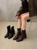 High-heeled Martin boots women's autumn and winter new temperament French niche bare boots cycling boots