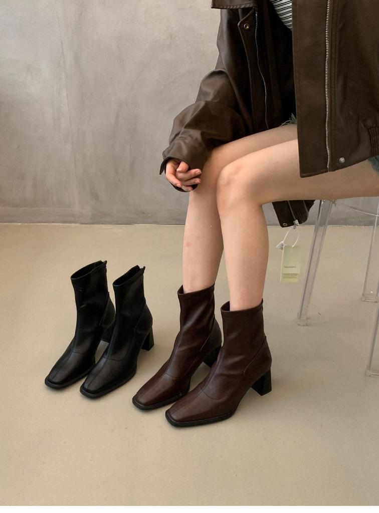 High-heeled Martin boots women's autumn and winter new temperament French niche bare boots cycling boots