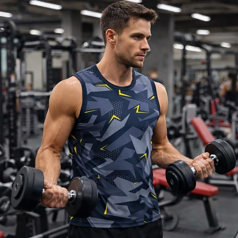 Men s Graphic Geometric Workout Tank Top Running Tank Top Gym Tank Top Summer Sleeveless S