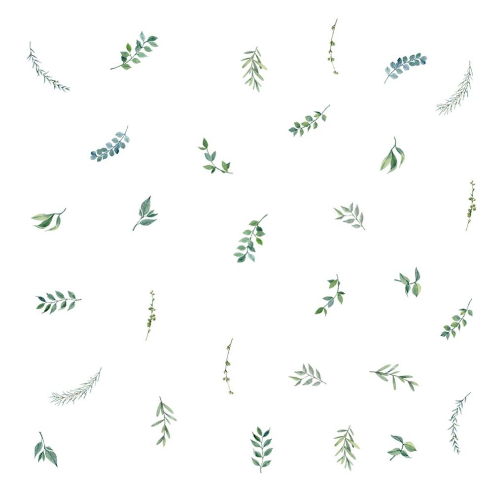 

4 шт. 20*30 см Зеленые листья Свежие листья Простые настенные наклейки Фон Спальня Гостиная Обои