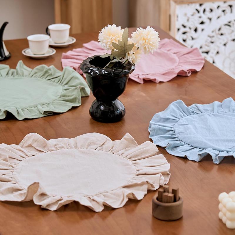 4PCS Cloth Napkins Round Placemat 100% Cotton Vintage Wedding Table Decoration Reusable for Kitchen Dinning Christmas Table Mats