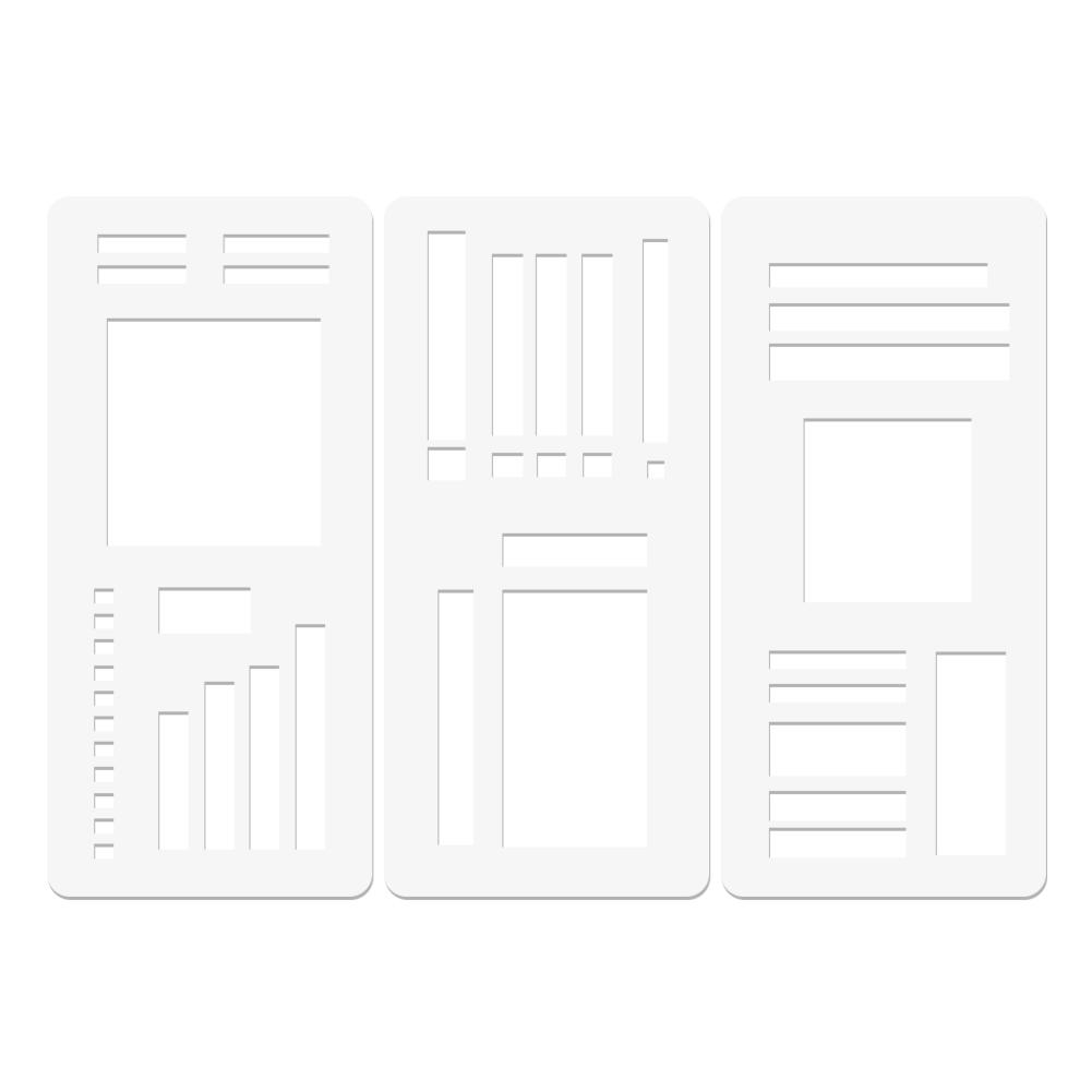 3-Pack Stencils Drafting Tools Reusable Templates Planner Stencils Drawing Checklist Stencils for Boxes Lines & Daily Planning