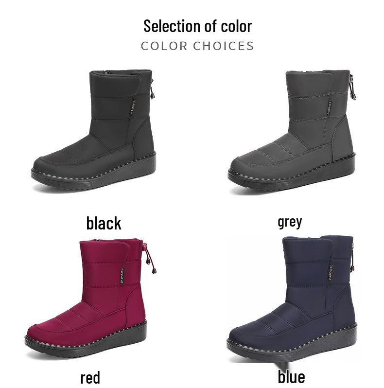 Women's Winter 2025 Fleece-lined Long Tube Snow Boots - Warm, Lightweight, Polyurethane, Cotton