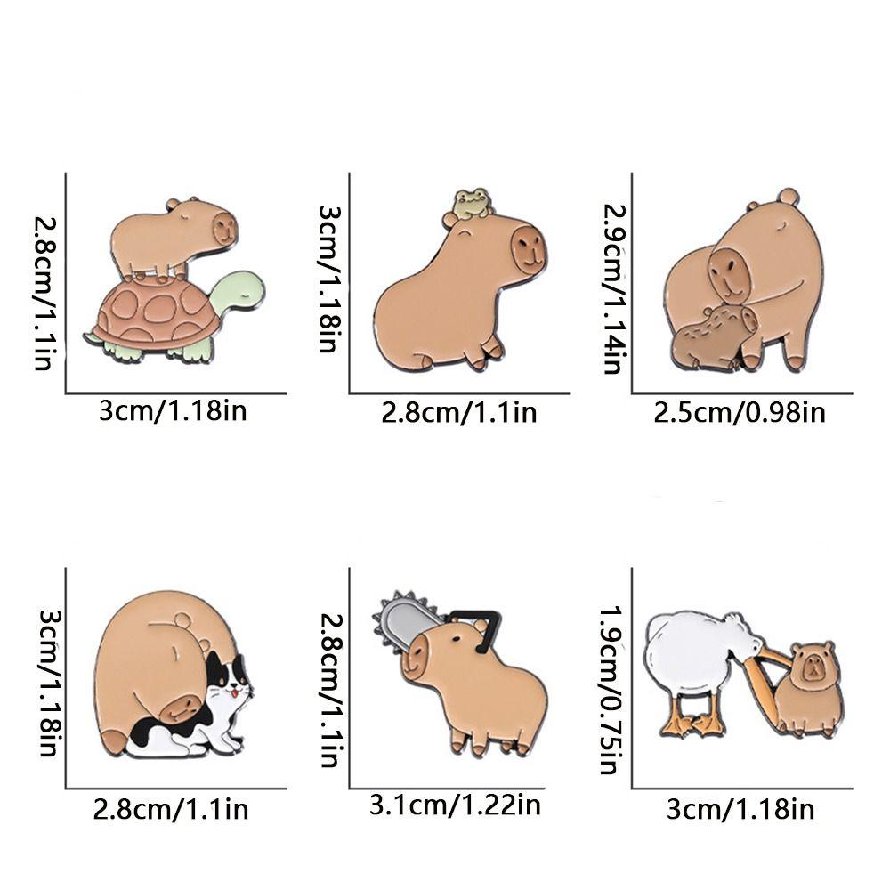 Cat Cartoon Enamel Pins Cute Animals Pins Jewelry Capybara Brooch  Student