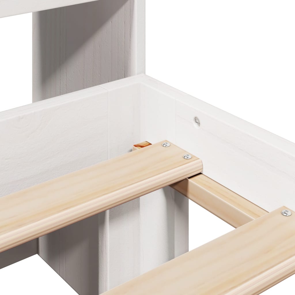 Solid Wood Bed with Shelf Without Mattress White 180x200 cm Pine