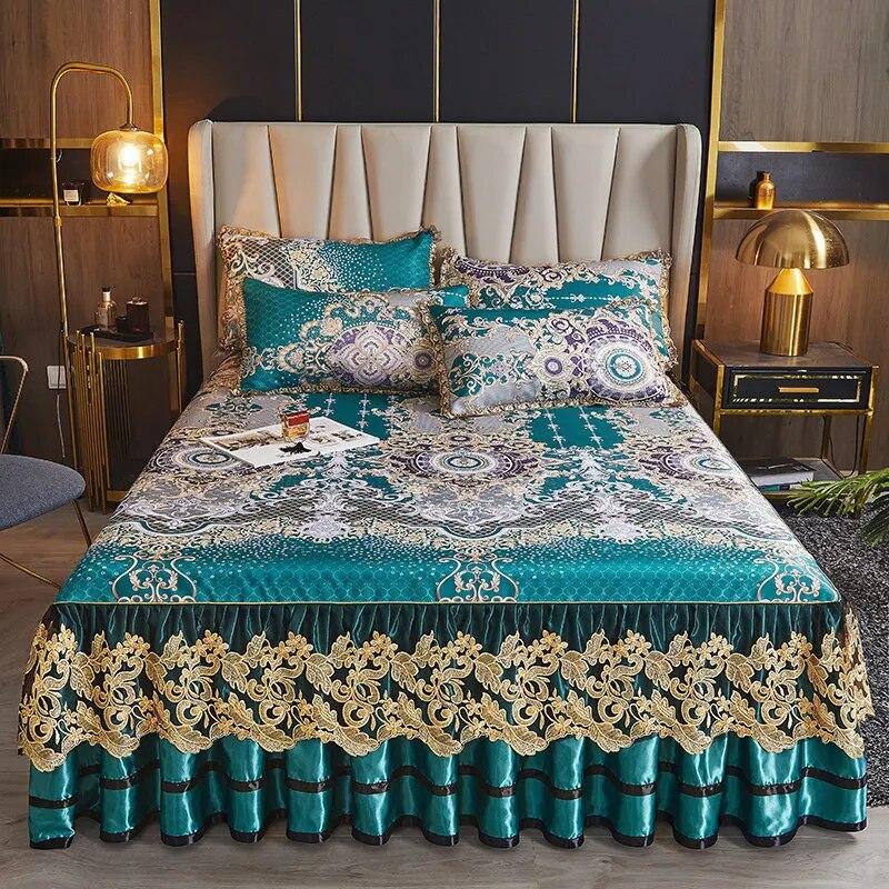 

Европейский цветочный летний чехол на двуспальную кровать, королевский размер, роскошное покрывало, комплект королевского кружева с вышивкой, охлаждающий кондиционер, коврик для сна 200x220cm 79x87inch