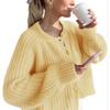 Maglioni a girocollo a maniche lunghe con stampa tinta unita, casual, autunno inverno, da donna