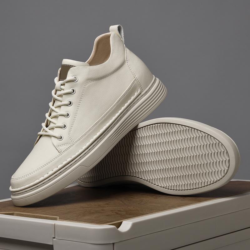 Men's Retro High-Top Shoes with Invisible 6CM Lift - Casual Autumn Trendy Mid-Top Board Sneakers