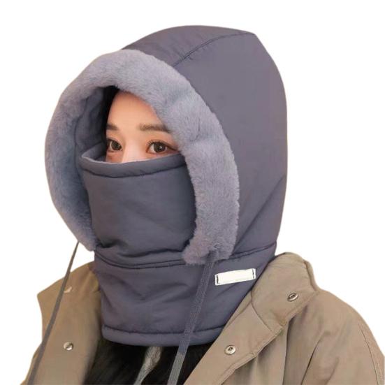 

Зимняя велосипедная шапка со встроенным защитным экраном для лица и утеплителем для шеи, ветрозащитный толстый плюшевый шарф с полной защитой для улицы, головной убор для холодной погоды темно-серого