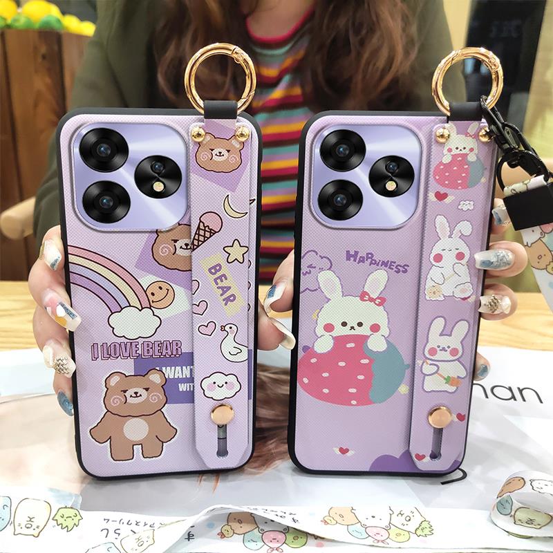 Shockproof Protective Phone Case For UMIDIGI A15/A15C Wristband Cartoon Kickstand Waterproof Durable Soft case Ring Cute