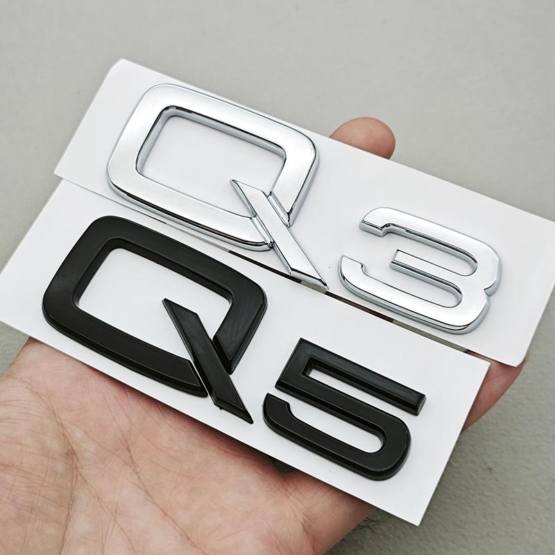 2026 Hot 3D ABS Chrome Black Car Letters Q3 Q5 Logo Rear Trunk Badge Emblem Decals For Audi TFSI Q3 Q5 8U 8R 80A Auto Accessories
