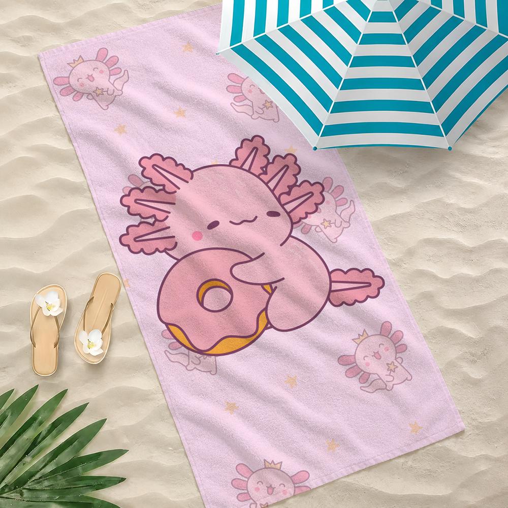 Rosa A-Axolotl Niedliches Cartoon-Handtuch Handtuch Strandtuch, schnell trocknendes saugfähiges Badetuch für Schwimmen, Fitnessstudio, Camping, Outdoor heiß