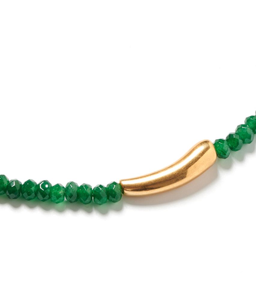 Polalita Green Bead Gold Point Necklace (Plt-Nl-015_Gn)