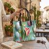  Easter Tulip Pattern Tote Bag Casual Large Capacity Handbag for Daily Use