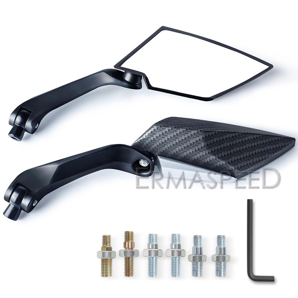 8mm 10mm Universal Motorcycle Rear View Mirrors Pair Carbon Fiber Side Mirror for Motorcycle Motorbike Sport Bike