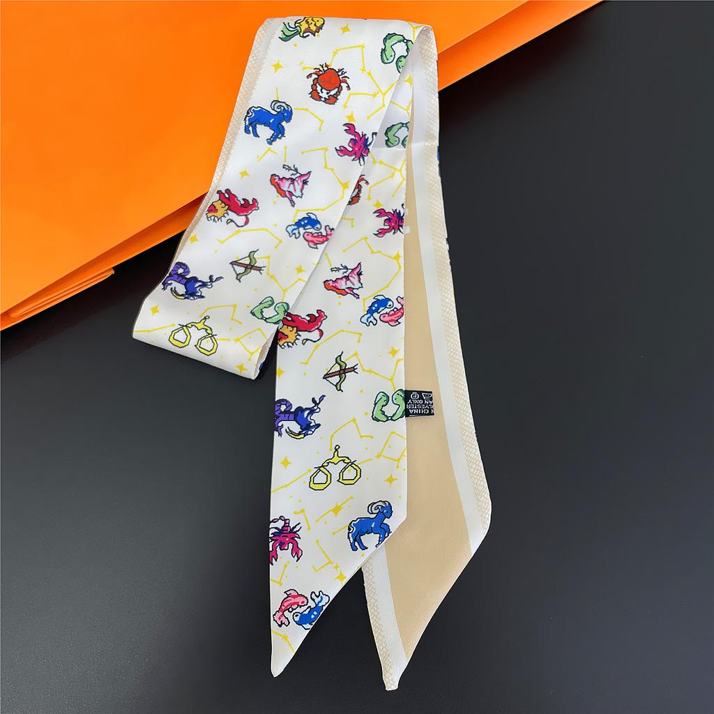 2023 New Design Tarot Scarf Women Luxury Brand Scarf Bag Hair Skinny Silk Scarves Fashion Foulard Neckerchief Headband For Lady