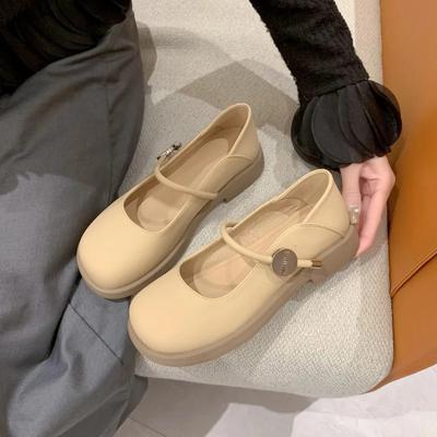 Mary Jane Ballerina Sko for Kvinner Vår og Sommer Ny Stil Hvite Loafers med Skjørt Skånsomme Små Lærsko