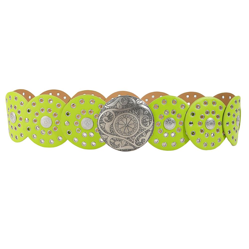 Vintage Cowgirl Buckle Belt Colorful Round PU Hollow Belt Cowboy Waistband  Waist Accessories