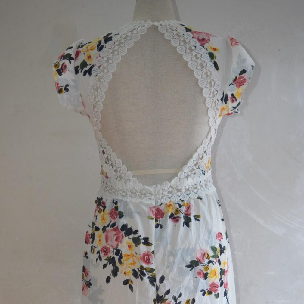 2026 New Women's Dress Sleeveless, Printed Irregular, Lace, Backless, Waist Cinching Long Gown Floral Print Dresses with Backless and Slit Design