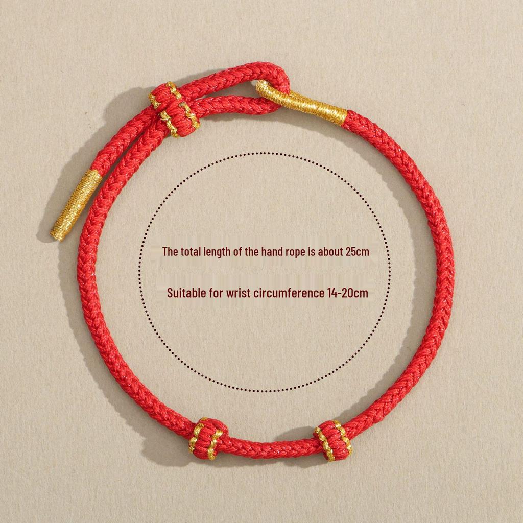 Handmade Eight-Strand Woven Red Rope Bracelet for Beading - Ethnic Style Birth Year Charm