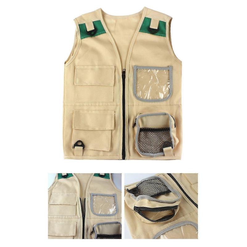 Outdoor Kit,young Kid's Khaki Vest And Hat Comfortable And Durable Explorer Costume Role Play Toy