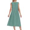 Women's Fashion -Color Round-Neck Sleeveless Casual Dress With Pockets