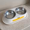 Stainless Steel Dog Double Bowl Anti Slip Large Capacity Pet Drinking Bowl with Stand Cute Duck Shape Detachable