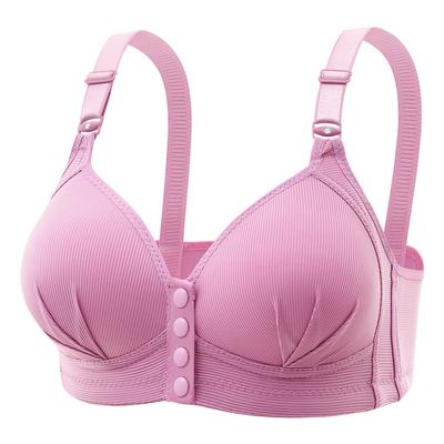 Dámská houbička Full Cup Dámská podprsenka Styl vesta s knoflíky Tenká sbírací podprsenka s pevným košíčkem Prodyšná Bez ocelových lemů Spodní prádlo větší velikosti