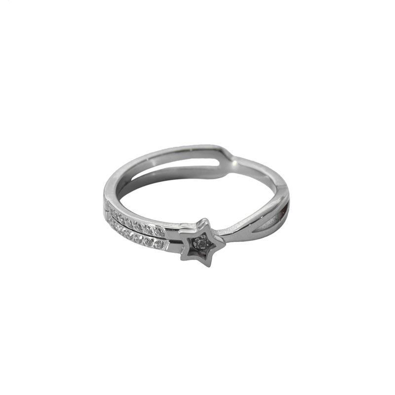 Star Set Diamond Personality 316 Titanium Steel Popular Non-Fading Ring Women'S Fashion Light Luxury Ring Girlfriend Ring